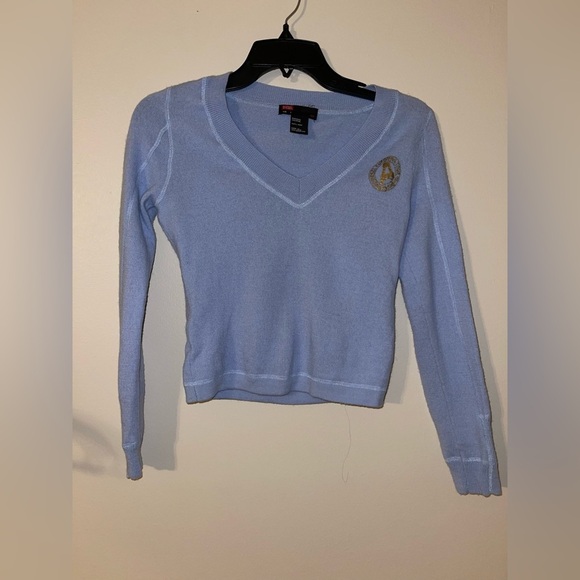 Diesel Blue V-Neck Sweater Wool with Emblem Sm - Picture 1 of 5